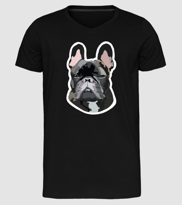 Francia Bulldog minta fekete pólón