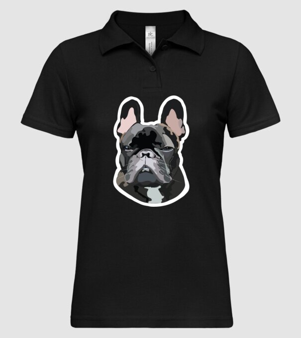 Francia Bulldog minta fekete pólón