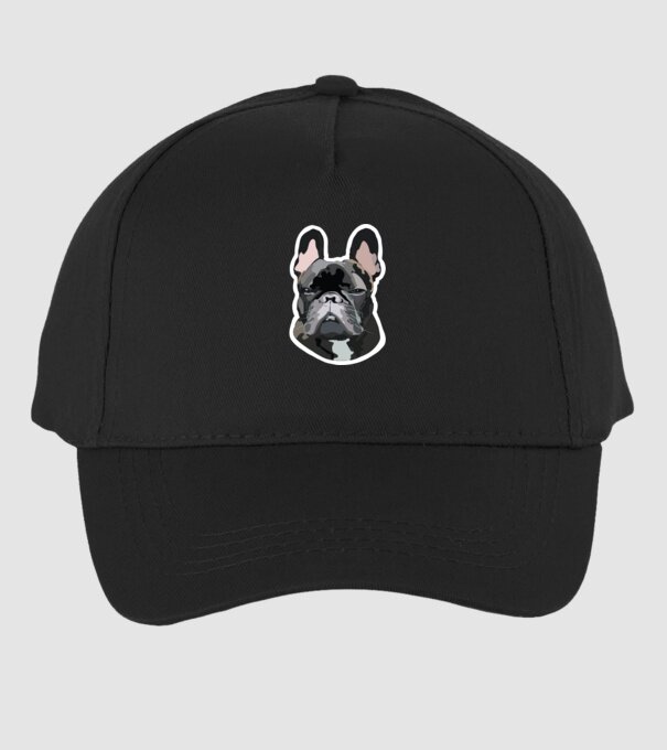 Francia Bulldog minta fekete pólón