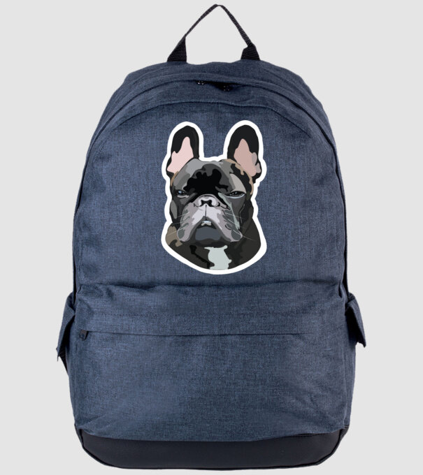 Francia Bulldog minta farmerkék pólón