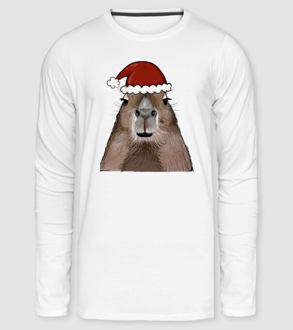 Mikulás Capybara minta fehér pólón