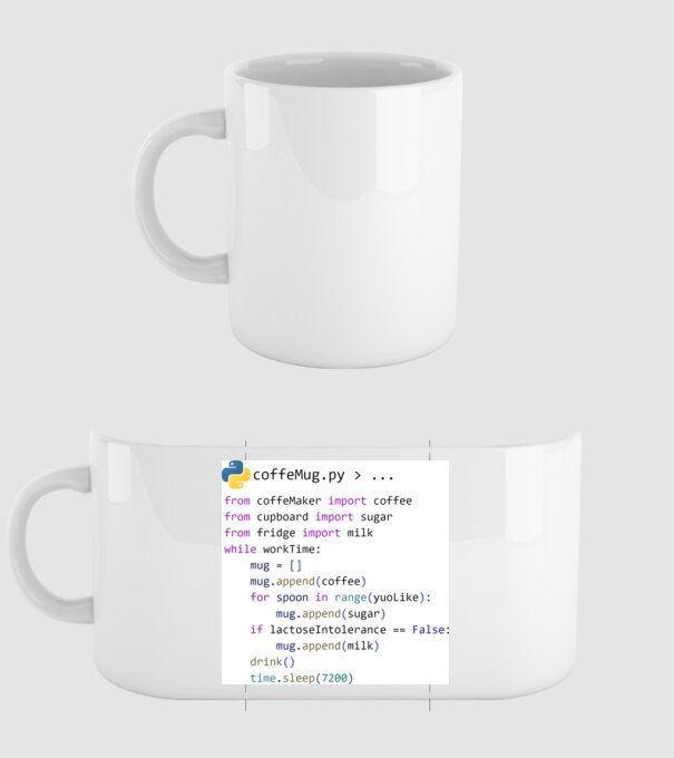 coffeMug.py minta fehér pólón