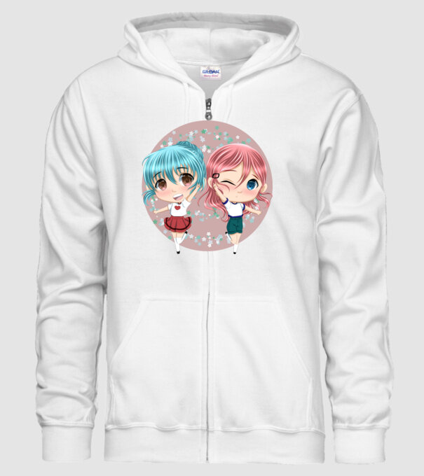 Chibi girls minta fehér pólón