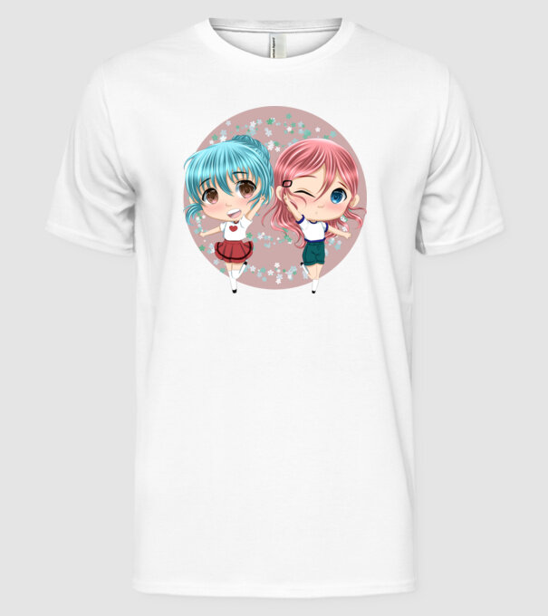 Chibi girls minta fehér pólón