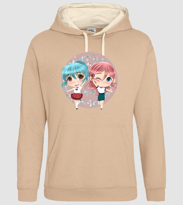 Chibi girls minta homokszín pólón
