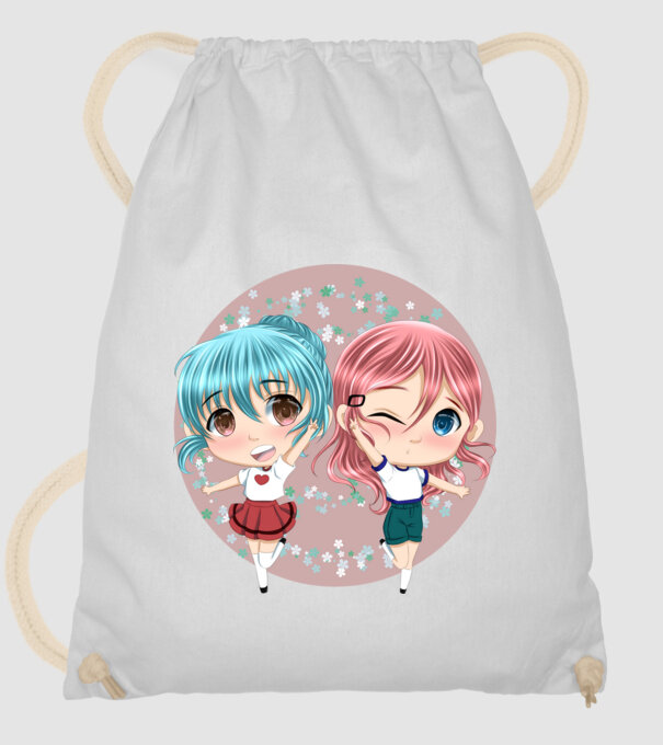 Chibi girls minta fehér pólón