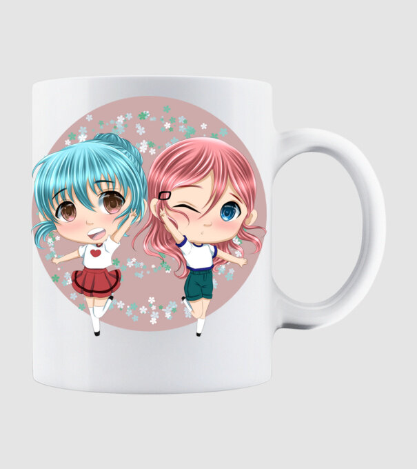 Chibi girls minta fehér pólón