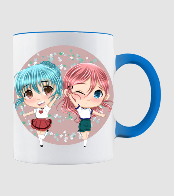 Chibi girls minta világoskék pólón