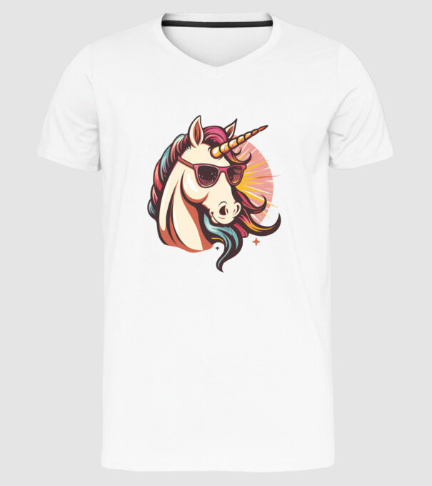 Unicorn Power minta fehér pólón