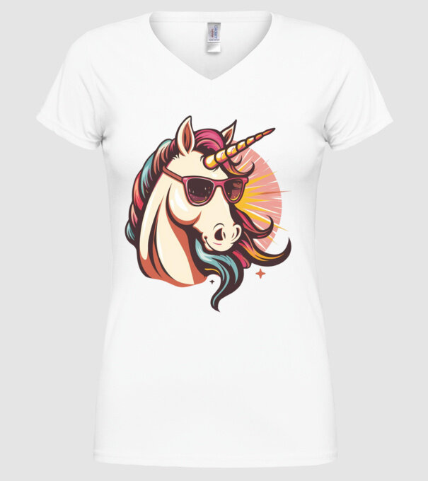 Unicorn Power minta fehér pólón