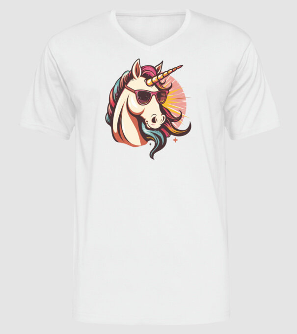 Unicorn Power minta fehér pólón