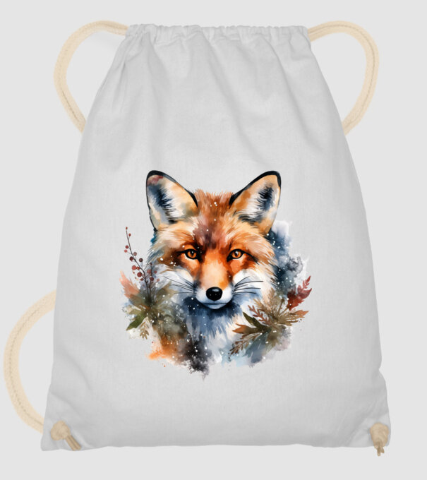Watercolor Fox minta fehér pólón