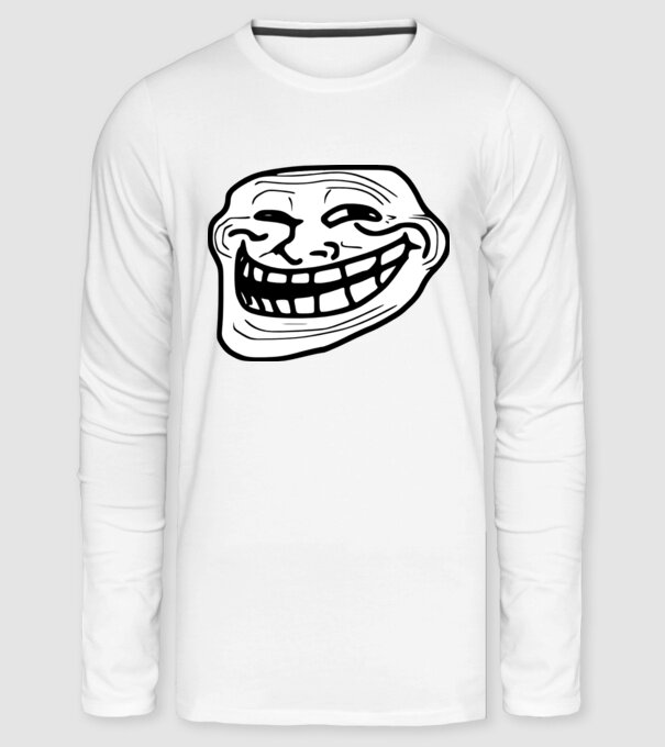 troll-face minta fehér pólón