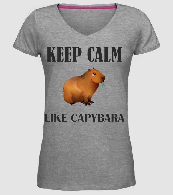 Calm Capybara 2 minta szürke pólón