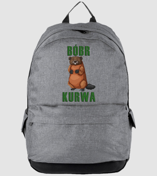 Bóbr Kurwa minta szürke pólón