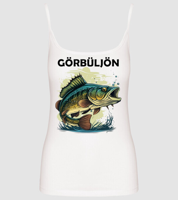 Görbüljön minta fehér pólón