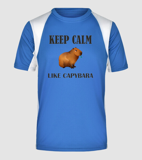 Calm Capybara 2 minta királykék pólón