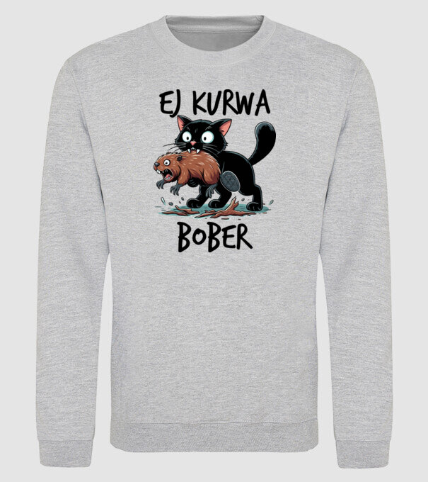 Bober Kurwa minta szürke pólón