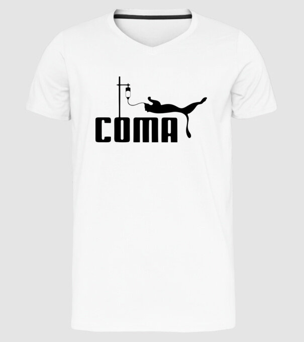 Coma minta fehér pólón