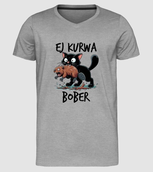 Bober Kurwa minta szürke pólón