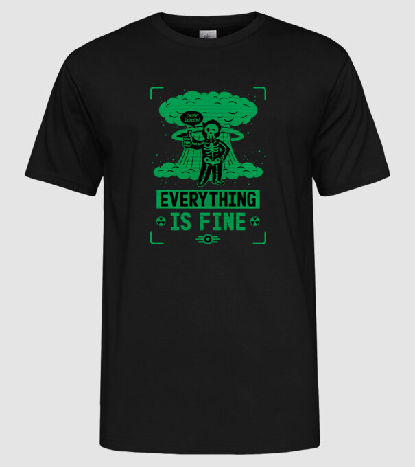 Fallout Vault Boy minta fekete pólón