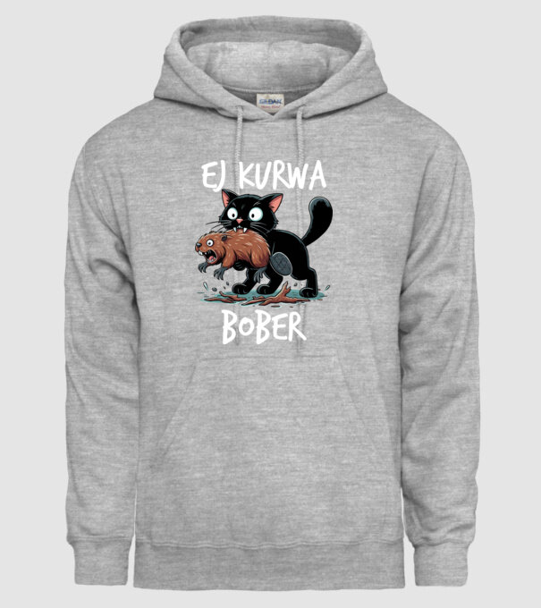 Bober Kurwa minta szürke pólón