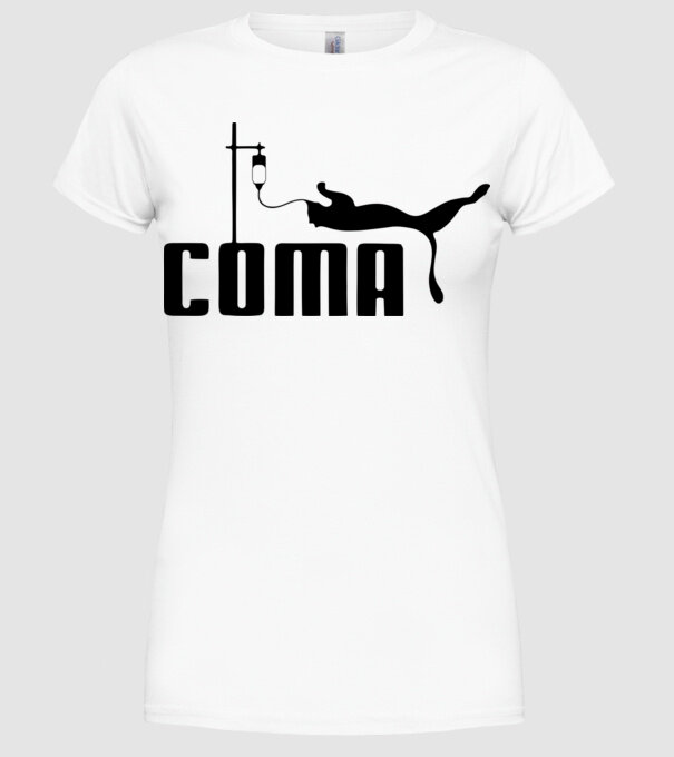 Coma minta fehér pólón
