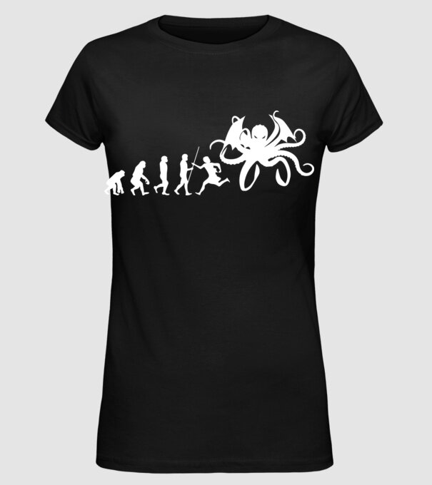 Cthulhu evolution minta fekete pólón