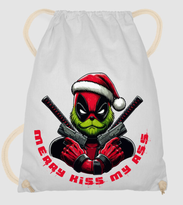 Deadpool Grinch Merry kiss my ass minta fehér pólón