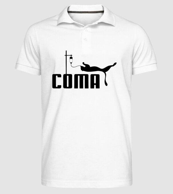 Coma minta fehér pólón