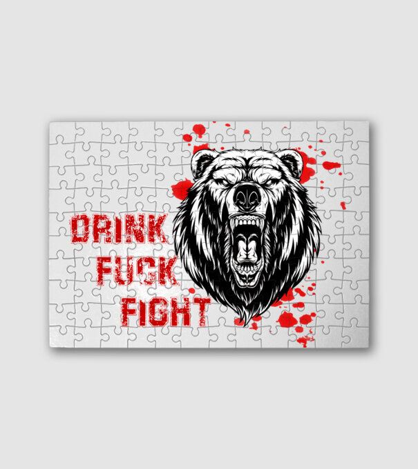 Drink F*ck Fight minta fehér pólón