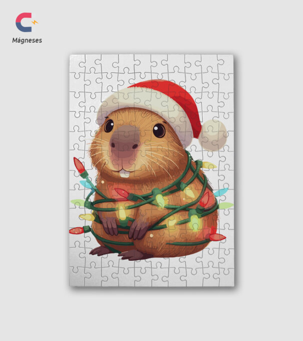 Karácsonyi Capybara minta fehér pólón