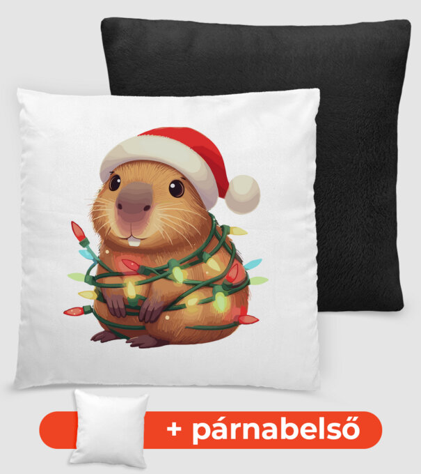 Karácsonyi Capybara minta fekete pólón