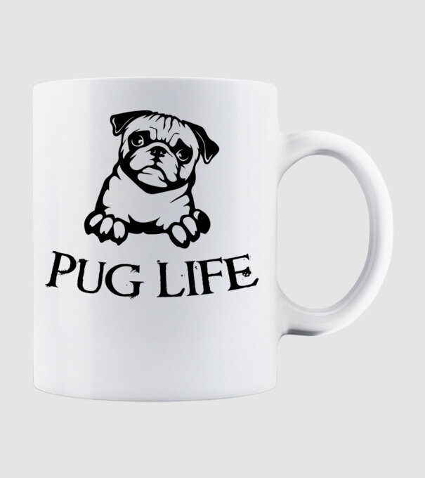 Pug life minta fehér pólón