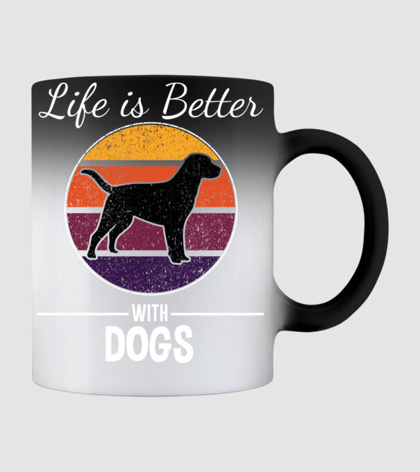 Life is better with dogs minta fekete pólón