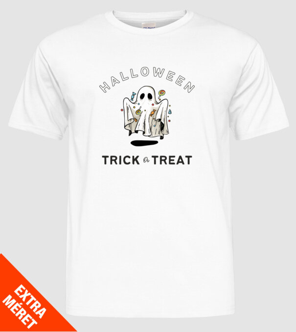 Halloween Trick or Treat minta fehér pólón