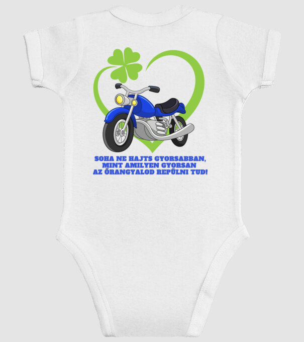 Motoros őrangyal minta fehér pólón
