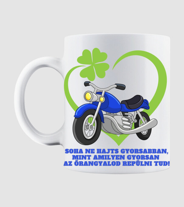 Motoros őrangyal minta fehér pólón