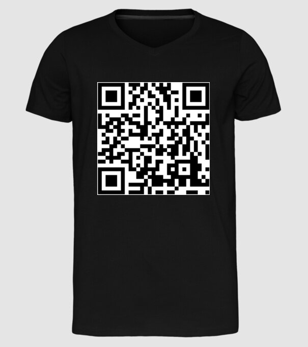Vicces QR kód minta ˝Nem kell ide idézet, odab*sz a kinézet˝ felirattal minta fekete pólón