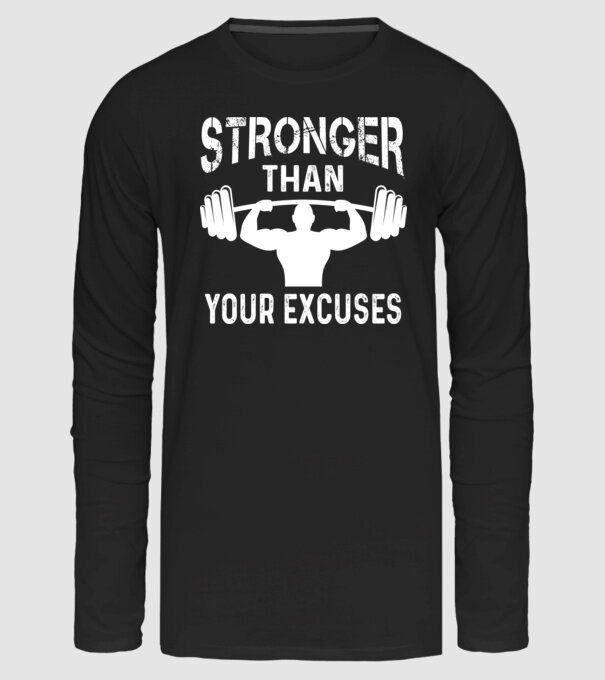 Erősebb mint a kifogásaid - Stronger than your excuses - Gyúrós minta minta fekete pólón