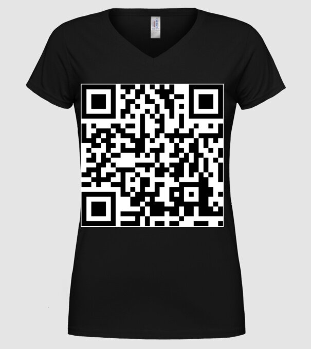 Vicces QR kód minta ˝Nem kell ide idézet, odab*sz a kinézet˝ felirattal minta fekete pólón