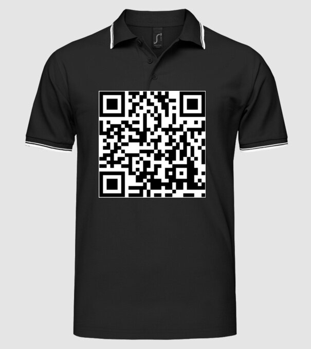 Vicces QR kód minta ˝Nem kell ide idézet, odab*sz a kinézet˝ felirattal minta fekete pólón