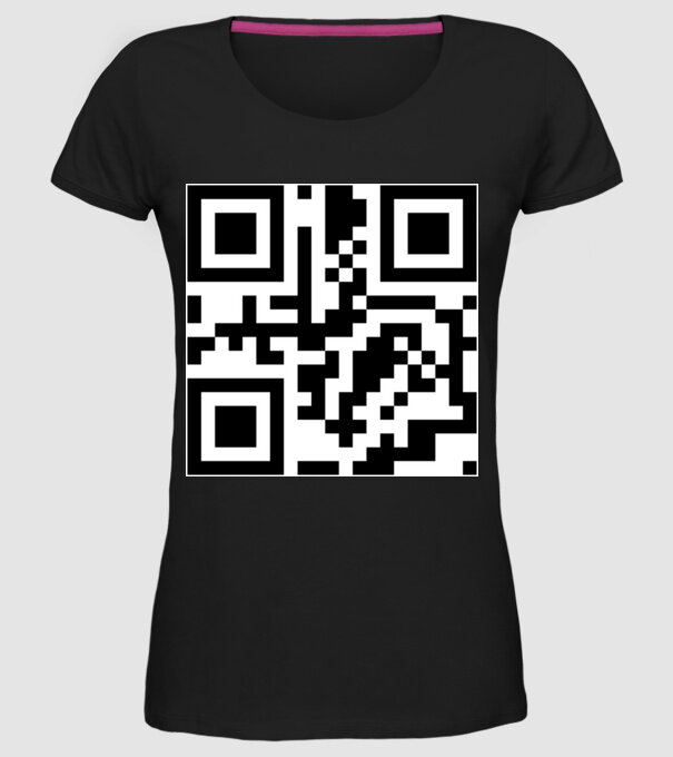Vicces QR kód minta ˝Kapd be˝ üzenettel minta fekete pólón