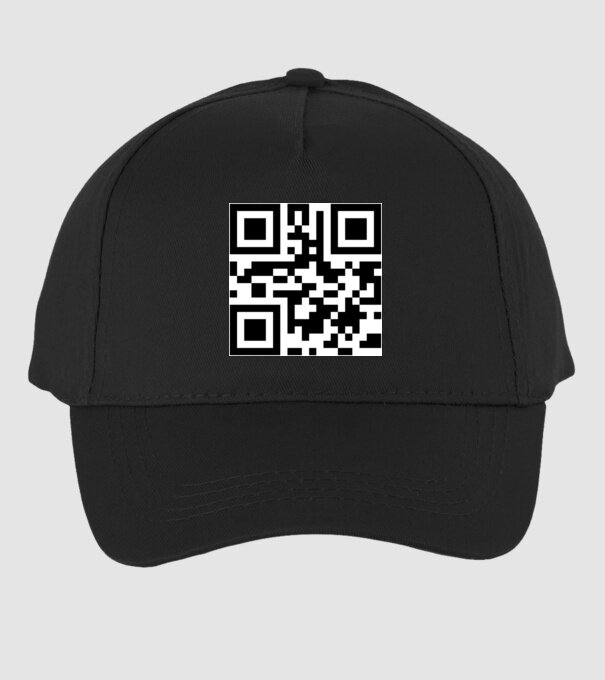 Vicces QR kód minta ˝Fuck you˝ üzenettel minta fekete pólón