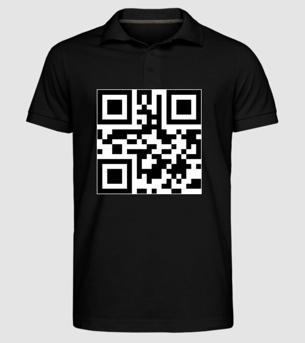 Vicces QR kód minta ˝Fuck you˝ üzenettel minta fekete pólón