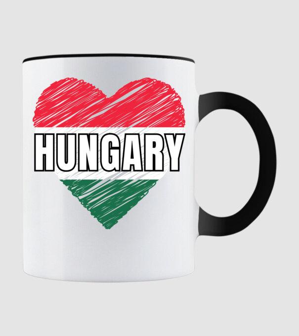 Hungary, Magyar szív, Hajrá Magyarok! minta fekete pólón