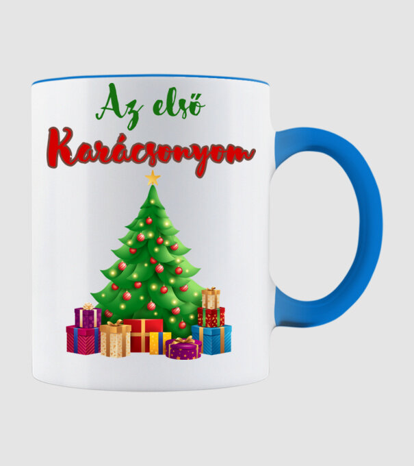 Az első karácsonyom minta világoskék pólón