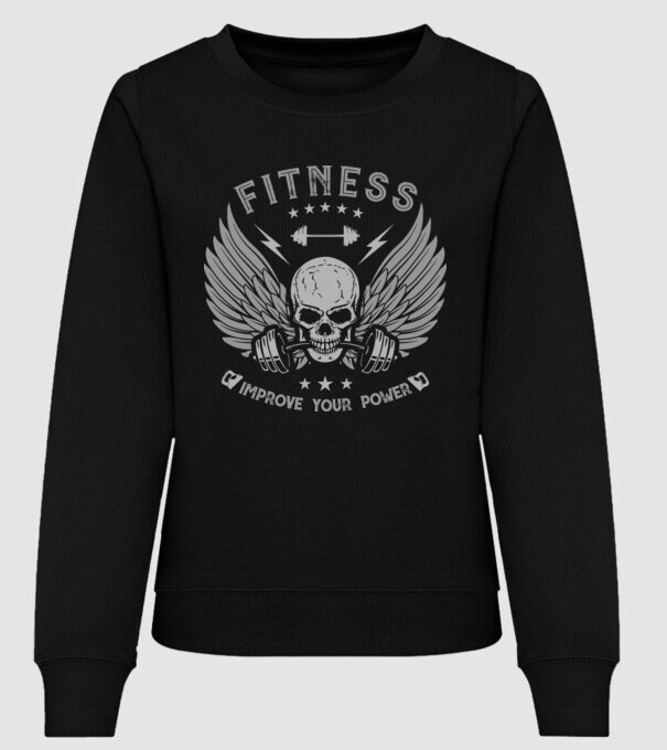 Fitness minta, Gyúrós minta koponyával, Minta konditerembe minta fekete pólón