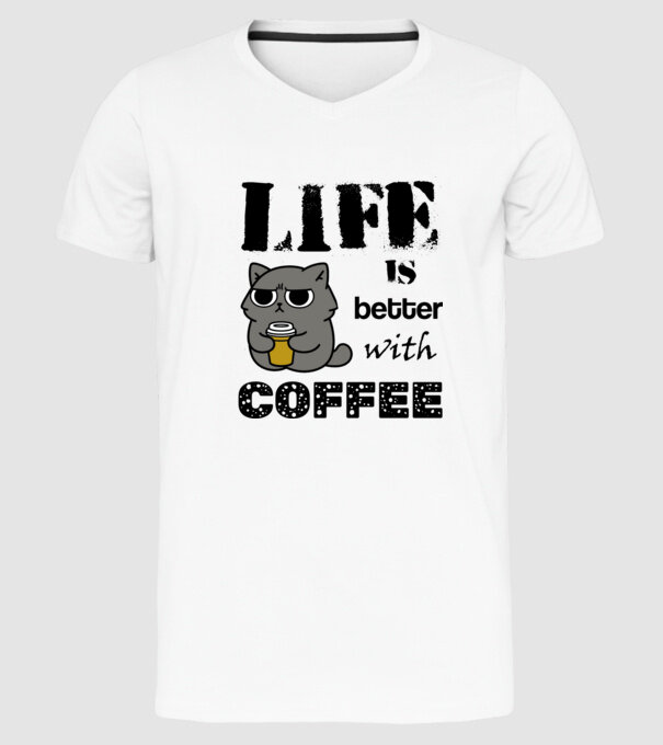 life is better with coffee minta fehér pólón