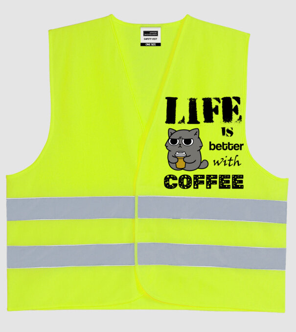 life is better with coffee minta neonsárga pólón
